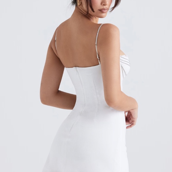 BNWT HOUSE OF CB GRACE Ivory Crystallised Mini Dress Size Small Reg cup - Picture 4 of 6